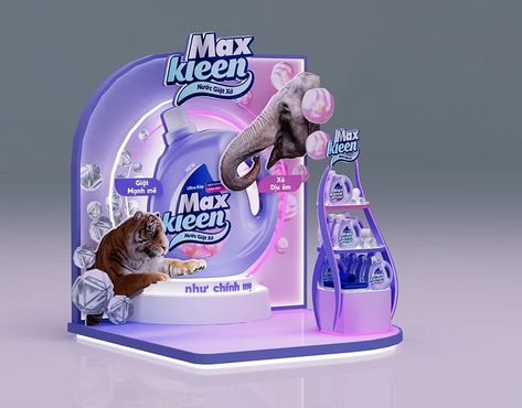 Maxkleen mini booth - concept on Behance Mini Booth Design, Booth Activation, Small Booth Design, Mini Stage, Product Launching, Small Booth, Event Booth Design, Retail Ideas, Retail Design Display