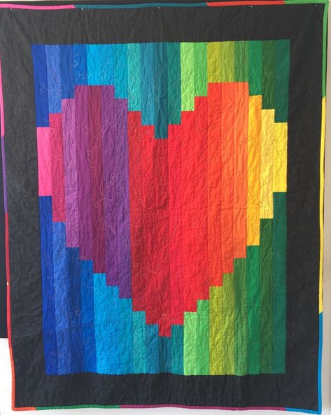 Just Pictures, Make A Rainbow, Foo Foo, Heart Quilt Pattern, Jelly Roll Quilt Patterns, Patchwork Heart, Quilting Designs Patterns, Rainbow Quilt, Barn Quilt Patterns