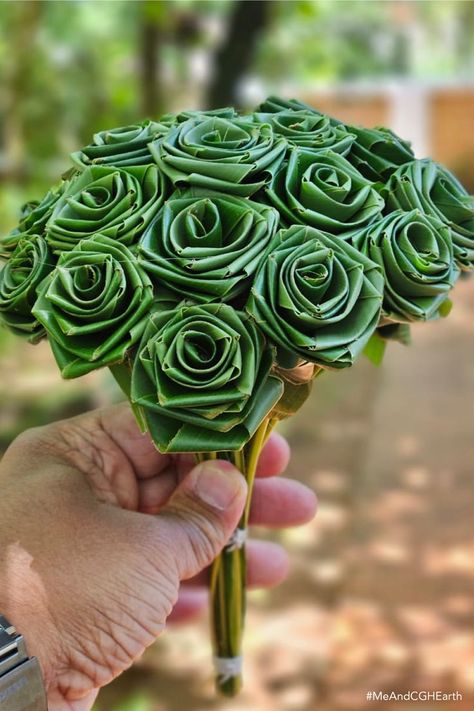 The team at Marari Beach is very resourceful at upcycling waste. This bouquet of green roses is artistically made from palm leaves. The perfect decoration for a beautiful beach resort dotted with coconut palm trees. What else can we upcycle? That’s for you to find out at eco-friendly Marari Beach. #MeAndCGHEarth #MarariBeachResort #Mararikulam #Beachresort #EcoFriendly #PalmLeaves Tree Rose, Green Roses, Coconut Palm Tree, Rose Trees, Coconut Palm, Organic Produce, Destin Beach, Green Rose, Beach Resort