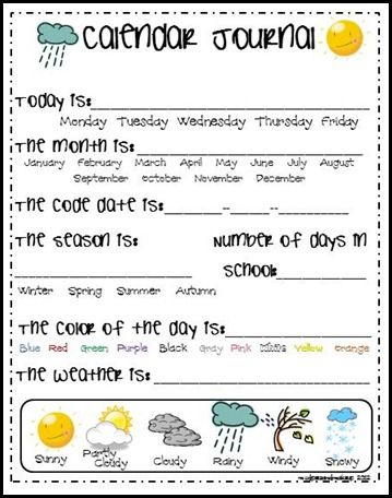 Mudpies and Make-up: FREE Calendar Journal Printables Kindergarten Calendar, Preschool Calendar, Calendar Worksheets, Calendar Activities, Calendar Math, Calendar Journal, Calendar Time, Daily Calendar, Science Journal