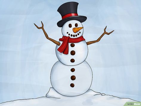 How to Draw a Snowman: 8 Steps (with Pictures) - wikiHow Snow Man Drawing Easy, Snowmen Drawings, How To Draw Snow, Step Illustration, Painting Snowman, Snowman Drawing, Cards Drawing, Draw A Snowman, Snoopy Drawing