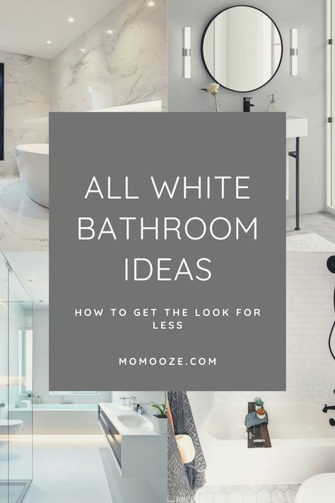 White bathrooms are anything but boring. They are simply gorgeous!And if you think the monochromic palette can get dull fast, you are completely wrong. There is nothing more classical than white bathrooms. Now we are going to show you all white bathrooms ideas you will be amazed. #whitebathroom #bathroomdesign #bathrooms #homedecor #interiordesign Bright White Bathroom Ideas, White On White Tile Bathroom, White Furniture Bathroom, White Bathroom White Vanity, Bathrooms With White Walls, All White Bathroom Decor Ideas, White Bathroom Cupboards, White Cabinets Bathroom Ideas, White Walls In Bathroom