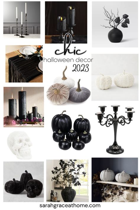 chic halloween decor 2023 Halloween Glam Decor, Upscale Halloween Decor, Elegant Spooky Decor, Glam Goth Halloween Decor, Monochrome Halloween Decor, Black And Silver Halloween Decor, Glam Halloween Dinner Party, Dark Halloween Decor, Glam Halloween Decor