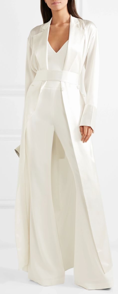 Witches Robes, Wizarding Fashion, Women Suits Wedding, Bianca Jagger, Bridal Jumpsuit, Brandon Maxwell, Wedding Jumpsuit, Jumpsuit Elegant, Tuxedo Dress