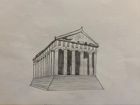 Greek Temple Drawing, Add Tattoos, Temple Drawing, Greek Temple, Perspective Drawing, Temple, Art Drawings, Male Sketch, Sketch