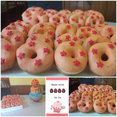 Donas Dragon Ball z Dragon Ball Z Birthday Party Food, Dragon Ball Z Party Treats, Dragon Ball Z Bday Ideas, Dragon Ball Z Food Ideas, Dragon Ball Z Party Food Ideas, Anniversaire Dragon Ball Z, Dragonball Z Party, Dragon Ball Z Birthday Party Ideas, Dragon Ball Z Party Decorations