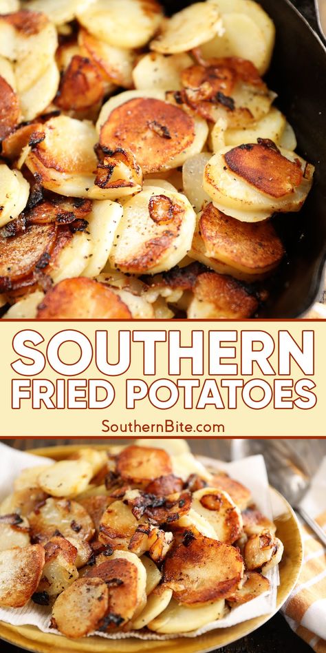 Southern Fried Potatoes Southern Fried Potatoes, Southern Cooking Recipes, Potato Recipes Side Dishes, Comfort Food Southern, Potato Sides, Nonstick Skillet, Southern Food, Potato Side Dishes, Veggie Side Dishes