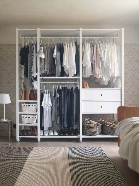 #2: ELVARLI Storage System — Top 10 IKEA Hack Predictions for 2017 Elvarli Ikea, Small Office Guest Room, Ikea Elvarli, Wardrobe Hallway, Home Storage Hacks, Ikea Wardrobe, Ikea Closet, Open Closet, Ikea Bedroom