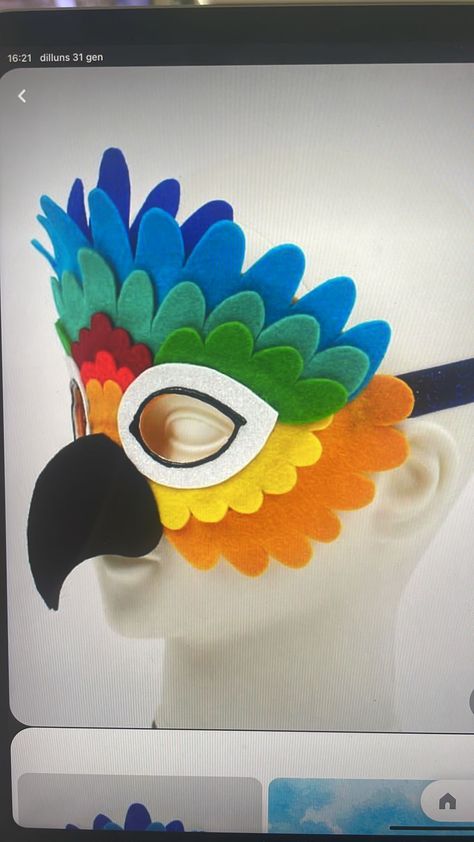 Parrot Mask, Bird Wings Costume, Carnival Crafts, Owl Costume, Crystal Drawing, Jungle Theme Birthday, Bird Costume, Diy Costumes Kids, Bird Masks