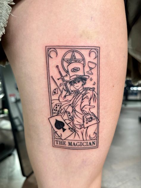 Magician Tarot Card Tattoo, The Magician Tarot Tattoo, Magician Tattoo, The Magician Tarot Card, Magician Tarot, Tattoo Linework, Tarot Card Tattoo, The Magician Tarot, Tarot Tattoo