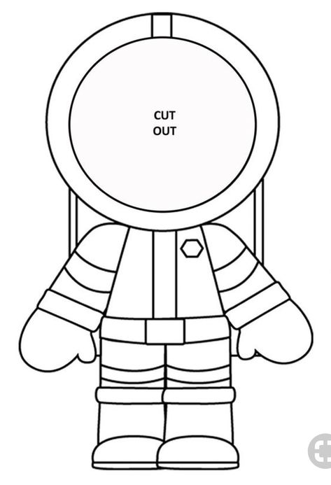 Fri.-Astronaut coloring pg. (cut out center circle-take photo of child’s face & position in place) Astronaut Craft, Space Theme Classroom, Planet Crafts, Space Preschool, Space Crafts For Kids, Space Classroom, Space Unit, Outer Space Theme, Space Activities