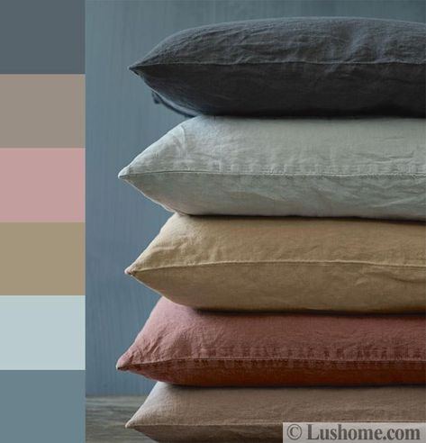 Nature Inspired Pastels, Fall Colors for Modern Interior Decorating Fall Bedding, Modern Interior Decor, Interior Textiles, Hemp Fabric, Linen Cushion, Room Colors, Modern Interior, Linen Bedding, Bedding Sets