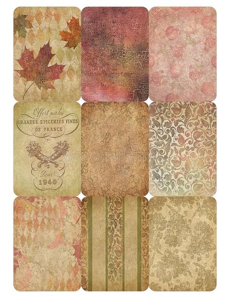 Autumn Stickers Free Printable, Vintage Scrapbook Ideas Free Printables, Collage Sheets Free Printables, Decoupage Vintage Printables Free, Vintage Fall Backgrounds, Ephemera Free Printables, Collage Backgrounds, Autumn Collage, Pregnancy Scrapbook