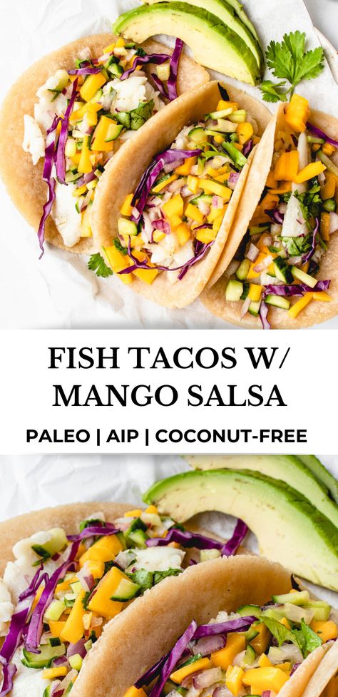 Whole 30 Fish Tacos, Aip Fish Tacos, Aip Shrimp Tacos, Aip Plantain Recipes, Aip Kid Friendly Recipes, Summer Aip Recipes, Aip Mexican Recipes, Aip Shrimp Recipes, Aip Fish Recipes