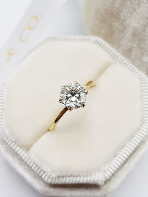 1.01 Carat Round Brilliant Cut Six Prongs Diamond Engagement Ring in Y – BenzDiamonds