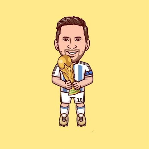 Messi Cartoon Art, Cartoon Messi, Messi Cartoon, Messi Cake, Ronaldo Jersey, Disney Movie Posters, Leonel Messi, Messi Argentina, Painted Clay Pots