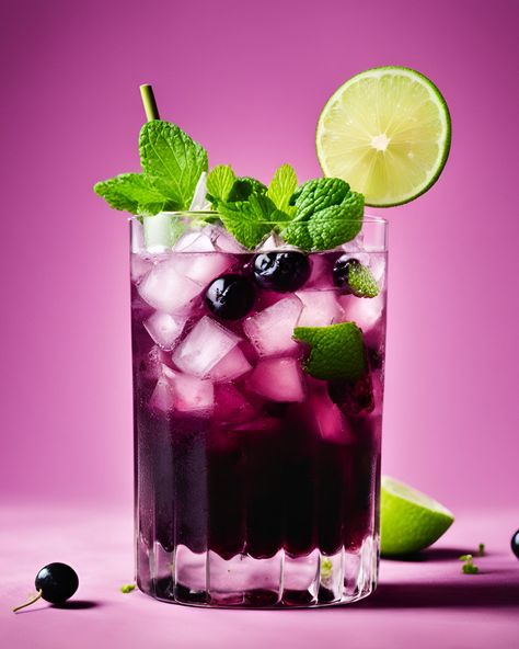 Create a delicious Blackcurrant Mojito with a hint of vanilla using LARS OWN® Black Currant Drink Concentrate (Saft) Bottle, infusing fruity sweetness into your cocktails with this delightful syrup made from cooked fruit and sugar! 🍹🍇✨ https://larsown.com/products/black-currant-drink-concentrate-saft-bottle/  #LarsOwn #BlackcurrantMojito #SaftSyrup Blackcurrant Drink, Elderflower Drink, Cooked Fruit, Black Currant Juice, Mojito Recipe, Black Currant, Black Currants, Ginger Snaps, Baby Dresses