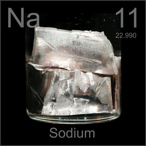 Sodium. Sodium is a chemical element with the symbol Na (from Latin: natrium) and atomic number 11. It is a soft, silvery-white, highly reactive metal and is a member of the alkali metals; its only stable isotope is 23Na. Sodium Element, Alkali Metals, Periodic Table Poster, Alkali Metal, Element Project, Element Chemistry, Periodic Elements, Chemistry Education, Atomic Number