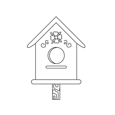 Hand drawn illustration of birdhouse. Birdhouse Tattoo Simple, Bird House Tattoo, Birdhouse Drawing, Birdhouse Tattoo, Home Tattoo, Hand Drawn Illustration, Tattoos For Daughters, House Drawing, Drawn Illustration