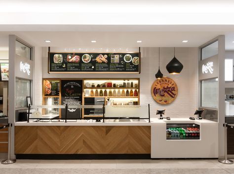 Brand and built environment for one of Halifax’s most respected restaurants: Mezza Lebanese Kitchen. Restaurant Counter Design, Restaurant Kitchen Design, Restaurant Counter, Small Restaurant Design, Asma Kat, Bakery Shop Design, Bakery Design Interior, Doner Kebab, Small Restaurant