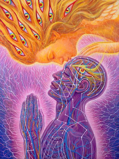 Alex Gray Art, Art Amour, Twin Flame Art, Art Hippie, Sensory Art, Alex Grey, Psychadelic Art, Flame Art, Energy Art