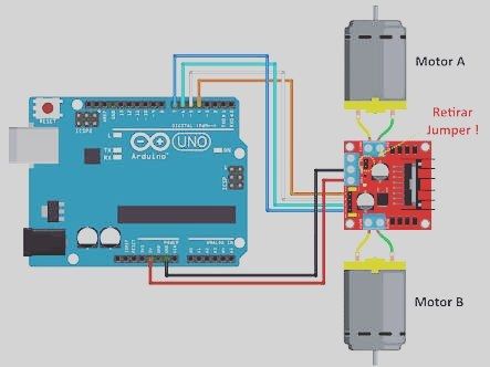 Shield motor L298N simplifica seu projeto ... Ponte H-H que permite inverter o sentido de rotação e controle de velocidade (PWM) #ufg #ufgcac #catalao #lfm #crarobotica #arduinoUNO #ARDUINO #robotic #robotica by crarobotica Arduino Controller, Learn Robotics, Arduino Robot, Cnc Controller, Robotics Projects, Drone Technology, Arduino Projects, Circuit Design, Circuit Diagram