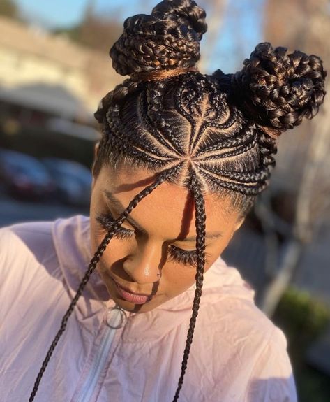 Two Goddess Braids, Goddess Braids Updo, Pigtail Buns, Goddess Braid Styles, Scalp Braids, Colored Braids, Goddess Braids Hairstyles, Bob Braids, Braids Hairstyles Pictures