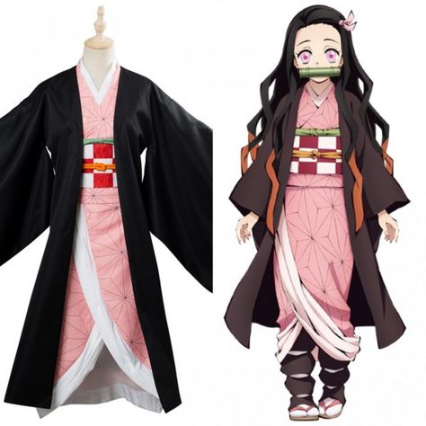 Anime name : 	Demon Slayer: Kimetsu no Yaiba Characters : 	Kamado Nezuko  Gender : 	Unisex Material: 	Worsted, polyester What's in the box : 	Kimono, girdle, jacket, two-finger socks, leg sleeves, headwear, waist rope Slayer Nezuko, Nezuko Cosplay, White Spandex, Anime Kimono, Anime Inspired Outfits, Nezuko Kamado, Demon Slayer Kimetsu No Yaiba, Amazing Cosplay, Anime Costumes