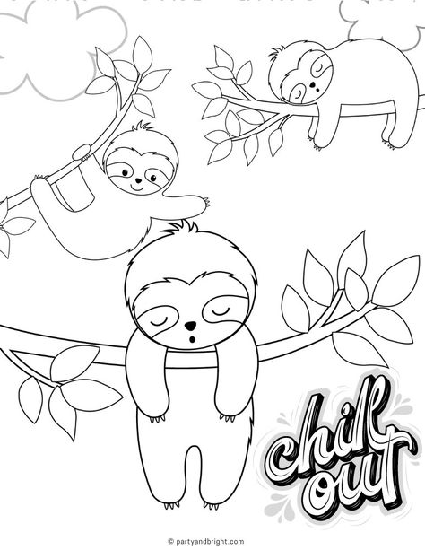 Print out these cute Sloth Coloring Pages for kids & adults plus other fun sloth activity printables like a word search, maze & a sloth mask! Sloth Coloring Pages Free Printable, Easy Sloth Drawing, Cute Sloth Coloring Pages, Sloth Outline, Sloth Doodle, Sloth Coloring Pages, Sloth Drawing, Sunflower Coloring Pages, Activity Printables