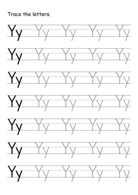 Free Tracing Alphabet Letters Worksheets Printables for Kindergarten and First-graders Preschool Free Printables, Letter Y Worksheets, Writing Worksheets Kindergarten, Tracing Alphabet Letters, Tracing Letters Preschool, Free Printable Alphabet Worksheets, Letters Worksheets, Tracing Alphabet, Tracing Worksheets Free