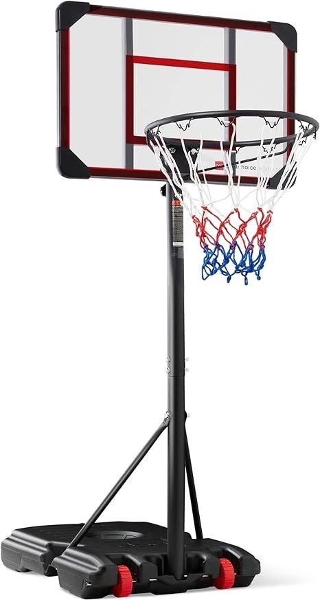 Amazon.com : Best Choice Products Kids Height-Adjustable Basketball Hoop, Portable Backboard System w/ 2 Wheels, Fillable Base, Weather-Resistant, Nylon Net, Adjusts from 70.5in to 82.3in - Clear : Sports & Outdoors Kids Backyard, Portable Basketball Hoop, Christmas 2025, Basketball Goals, Pro Athletes, Kids Basketball, Small Animal Supplies, Basketball Hoops, Xmas List