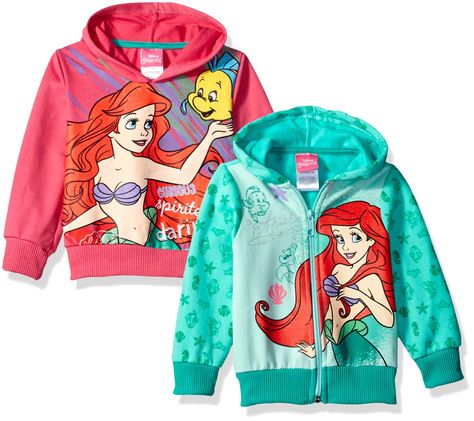 PRICES MAY VARY. 100% Polyester Imported Zipper closure Machine Wash 2 STYLISH DESIGNS: This Disney hoodie features the beautiful Princess Ariel. One is a pull down jacket while the other has a zipper at the middle. Let your little girl choose which one to wear depending on her mood. Very easy to mix and match! GETS RID OF MOISTURE: The Little Mermaid hoodies for girls keep sweat and moisture away from your baby's skin while allowing the air to circulate. It’s the ideal winter clothes for baby g Hoodies Green, Disney With A Toddler, Minnie Mouse Outfits, Disney Hoodies, Winter Baby Clothes, Mermaid Print, Fashion Hoodies, Pullover Hoodies, Disney Girls