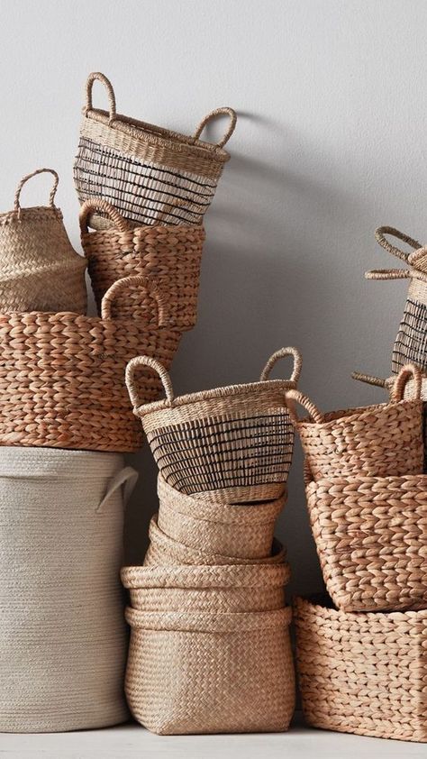 Laundry Storage Solutions, Bedroom Storage For Small Rooms, Natural Laundry, Get Organised, Basket Case, Laundry Baskets, Home Decor Baskets, Woven Baskets, H&m Home