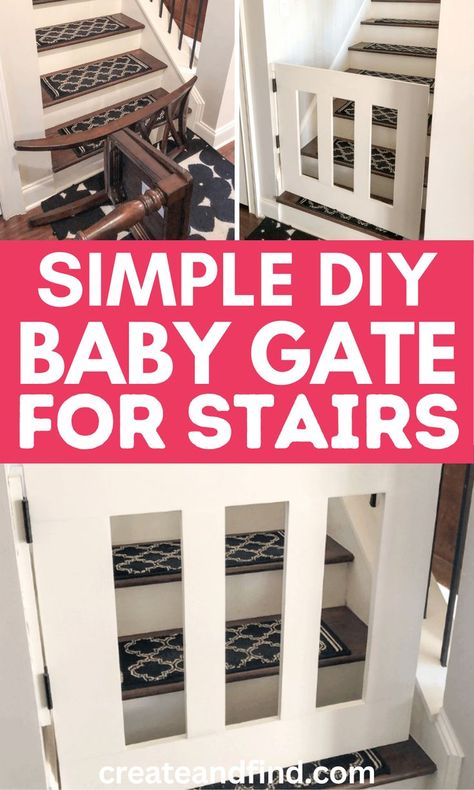 DIY wood baby gate for stairs. Diy Gate For Stairs, Gate For Top Of Stairs, Diy Baby Gate For Stairs, Stair Gate Diy, Wood Baby Gate, Gates For Stairs, Diy Gate, Gate For Stairs, Baby Gate For Stairs