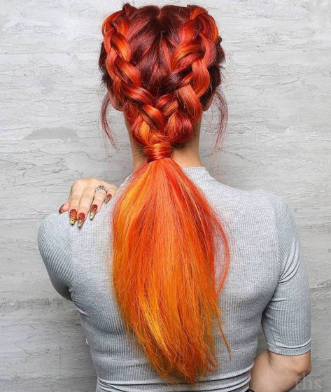 Two Dutch Braids Into Low Ponytail Red Hair Updo, Updo Long Hair, Easy Chignon, Two Dutch Braids, Easy Updos For Long Hair, Updos For Long Hair, French Braid Hairstyles, Long Hair Tutorial, Easy Updos