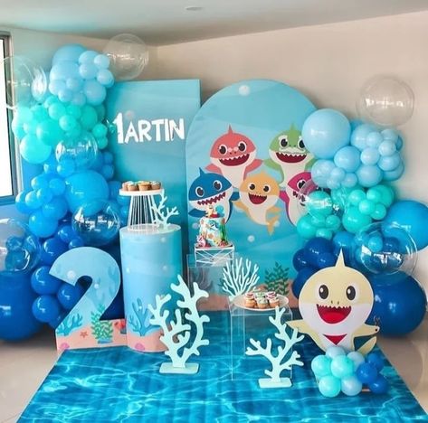 Diy 1st Birthday Decorations, Shark Party Decorations, Shark Themed Party, Shark Themed Birthday Party, Shark Decor, Baby Boy 1st Birthday Party, Shark Birthday Party, Baby Boy 1st Birthday, Shark Party