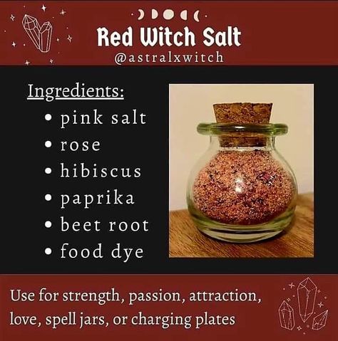 Witch Salt, Types Of Salt, Red Salt, Red Witch, Magickal Herbs, Witch Herbs, Green Witchcraft, Wiccan Magic, Witch Spirituality