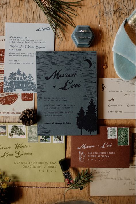 Eclectic Wedding Invitations, Camping Wedding Invitations, Campsite Wedding, Outdoorsy Wedding, Campground Wedding, Elopement Invitation, Summer Camp Wedding, Retro Wedding Invitations, Lakeside Resort