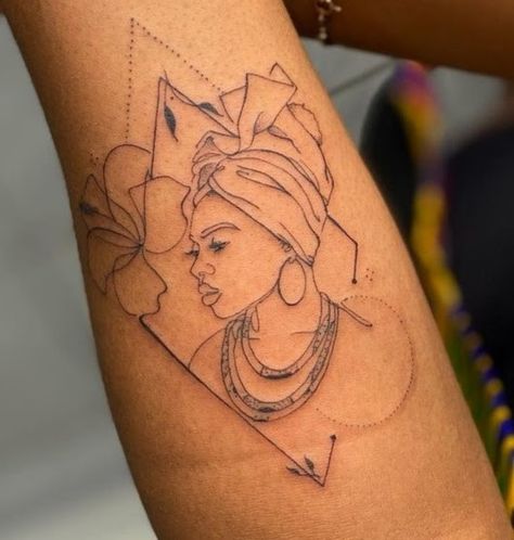 Afro Women Tattoo, Afro With Flowers Tattoo, Afro Tattoo Ink Black Women, Afro Girl Tattoo, Tattoo Of Black Woman With Afro, Tatoo Rose, Spiritual Tattoos, Big Tattoo, Ink Artwork