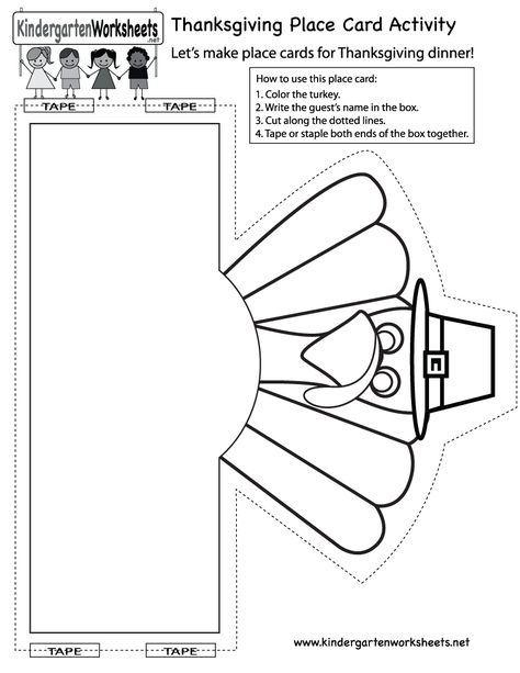 Kindergarten Thanksgiving Place Card Activity Worksheet Printable-- would be good to write their name on and laminate for name practice Thanksgiving Worksheets Kindergarten, Printable Thanksgiving Crafts, Kindergarten Thanksgiving, Thanksgiving Activities For Kindergarten, Thanksgiving Lessons, Thanksgiving Kindergarten, Thanksgiving Crafts Preschool, Thanksgiving Worksheets, Thanksgiving Stories