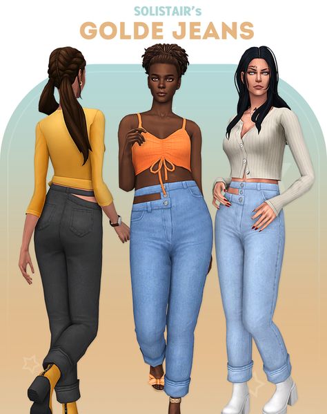 Golde Jeans | Solistair on Patreon Maxis Match Jeans, Sims 4 Cc Maxis, Sims 4 Cc Maxis Match, Skirt Over Jeans, Cc The Sims 4, Sims 4 Mods Clothes, Sims 4 Cas, Sims 4 Cc Finds, Sims 4 Clothing