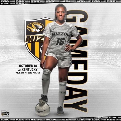 Mizzou Soccer on Instagram: “𝐆𝐀𝐌𝐄𝐃𝐀𝐘 #MIZ #ShowMe 🐯⚽️” Gameday Graphics, Womens Rugby, Soccer Game, Graphic Design Photoshop, Sports Graphics, Soccer Games, Soccer Pictures, Sports Design, Game Day