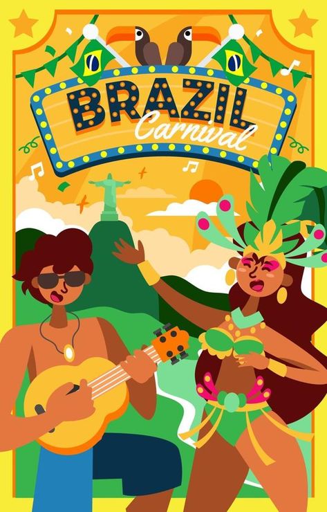 The festivity of Event Rio Carnival Brazil Festival, Rio Festival, Brazil Art, Carnival Art, Brazil Carnival, Carnival Posters, Rio Carnival, International Day, Arte Popular