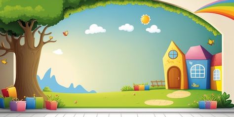 School Frame Background, Wallpaper Kindergarten, Canvas Blank, Color Worksheets For Preschool, Colorful Banner, Kids Banner, School Border, Cloud Craft, Blank Banner