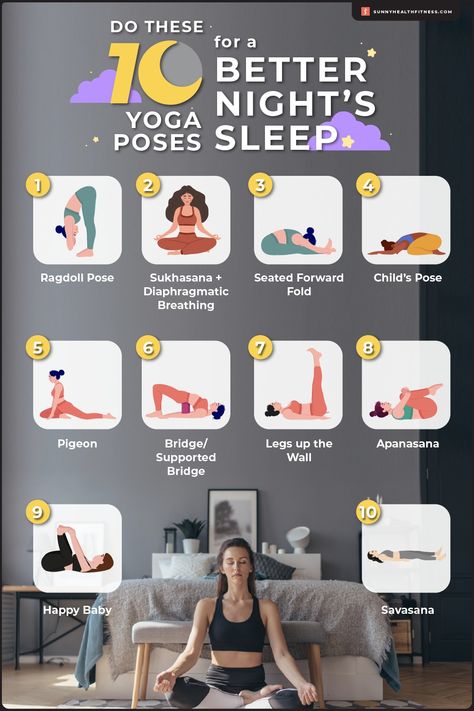 Sleep Wellness, Yoga Sleep, Night Yoga, 10 Yoga Poses, Bedtime Yoga, Diaphragmatic Breathing, Too Much Estrogen, Tight Hamstrings, Hip Flexor Stretch