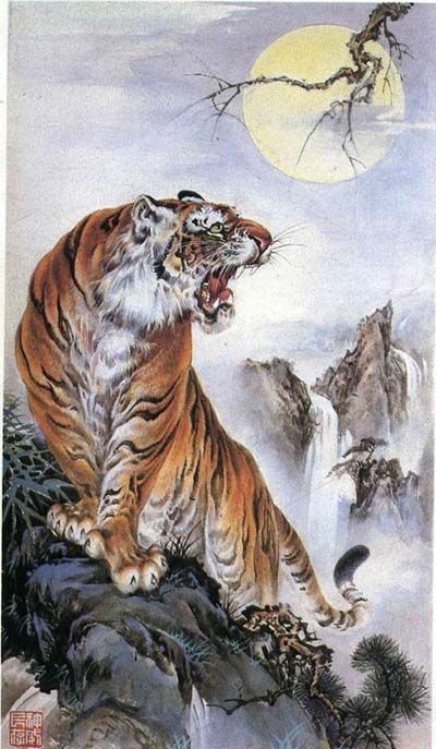 A favorite Chinese Painting of a Tiger Tigre Y Dragon, Art Tigre, Japanese Tiger Tattoo, Asian Tigers, Japanese Tiger, Tiger Artwork, Tiger Drawing, Tiger Wallpaper, Tiger Tattoo Design