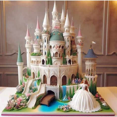 Elegant Cake Design, Disney Birthday Cakes, Disney Inspired Wedding, Amazing Food Decoration, Castle Cake, Cinderella Wedding, Disney Birthday, Elegant Cakes, Cute Cakes