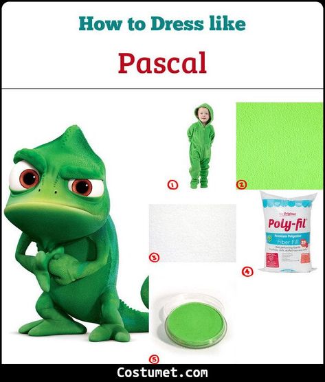 Pascal from Tangled Costume for Cosplay & Halloween 2021 Diy Pascal Costume Baby, Diy Pascal Costume, Pascal Tangled Costume, Pascal Costume, Pascal From Tangled, Chameleon Costume, Pascal Tangled, Tangled Costume, Green Face Paint