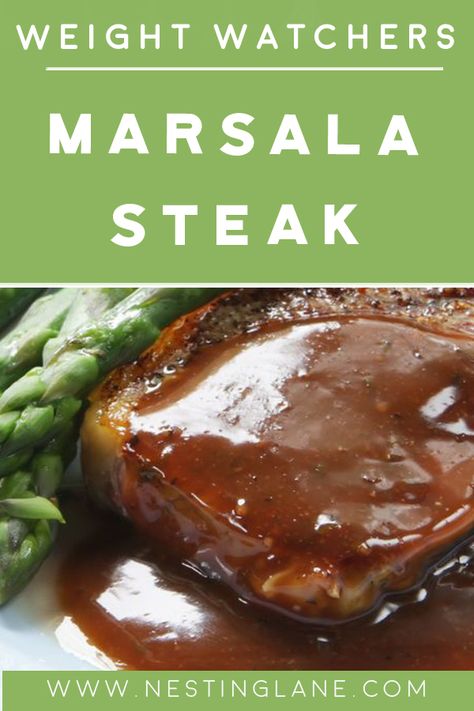 Weight Watchers Italian Marsala Steak Recipe with Rib Eye steak, garlic, beef broth, rosemary, butter, and Marsala wine. A quick and easy 25 minute dinner. 7 WW Freestyle Points. Marsala Steak, Vegetarian Seafood, Meals Quick And Easy, Rosemary Butter, Round Steak Recipes, Weight Watchers Dinner, Garlic Beef, Ww Meals, Beef Steak Recipes