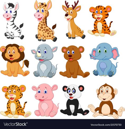 Wild Animals Cartoon, Animal Cartoon Illustration, Cute Animals Cartoon, Baby Animal Nursery Art, Animal Nursery Art, Jungle Theme Birthday, Animals Cartoon, Baby Animal Nursery, Karakter Disney